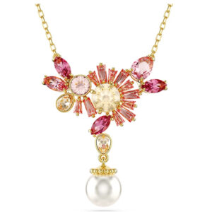 Pink flower tassel necklace