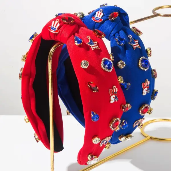 Wholesale Pentagram Jewelry Headband For Women In Cloth Material Featuring Rhinestones, Stylish Commute Hair Accessory For Independence Day