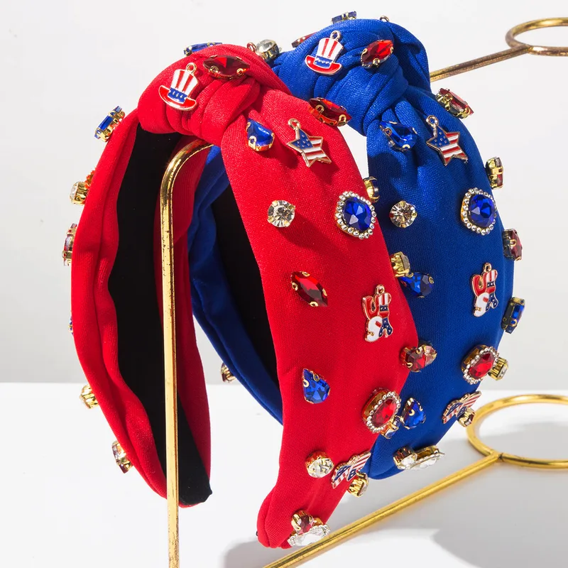 Wholesale Pentagram Jewelry Headband For Women In Cloth Material Featuring Rhinestones, Stylish Commute Hair Accessory For Independence Day