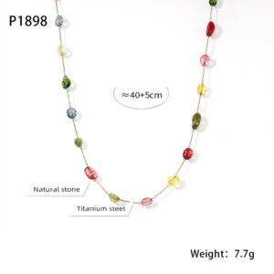 P1898-Natural stone colorful necklace -40 5cm