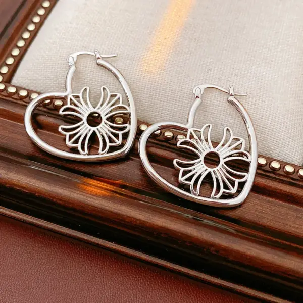 Wholesale French Minimalist Cross Heart Shaped Earrings Luxury Simple Fashion Personality Drop Earrings Copper Material Gold Plated