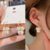 oly-dbff81e1a3529df28e81f5a8b9ee35fa Wholesale Exquisite Shell Flower Basket Pearl Earrings Women's Fashion Diamond Small Flower Ear Buckle Korean Niche Gentle Ear Jewelry
