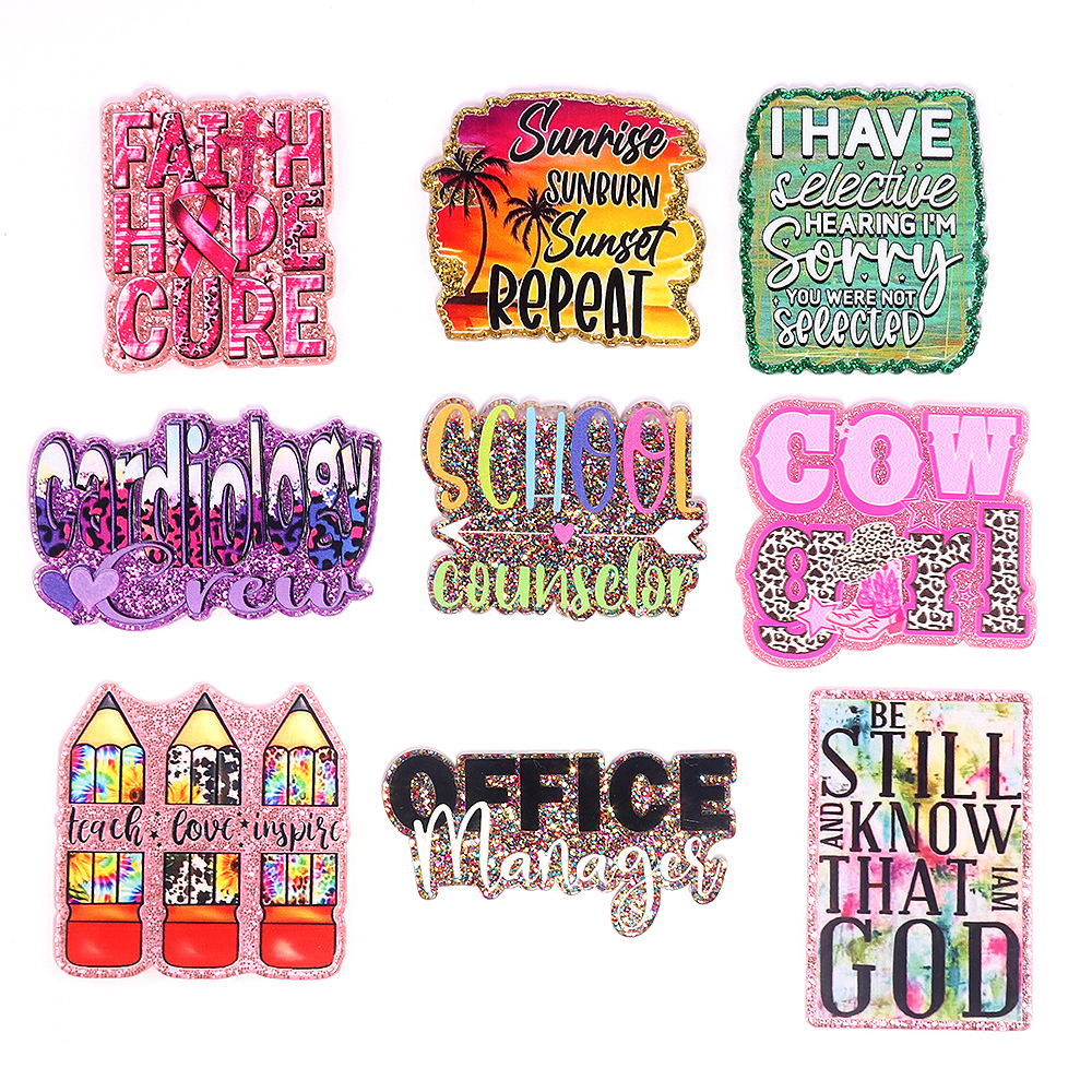 Wholesale New loose powder cross-border cartoon letters love bag jewelry acrylic pin DIY patch accessories