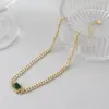 Wholesale Geometric Cuban Chain Link Necklace In Copper With Zircon Inlay Featuring Artificial Crystal Pendant For Unisex