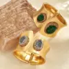 Wholesale 14K Gold Plated Copper Color Retention Electroplated Rhinestone Malay Jade Crystal Irregular Oval Brushed Inlaid Openable Bracelet For Women