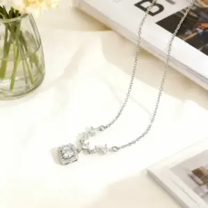 8136 Starry Sky Sugar Cube Necklace Silver