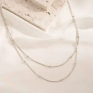 Silver Item Double Circle Bead round Chain