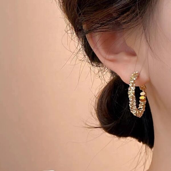 Wholesale Broken silver-niche light luxury design hoop earrings plain hoop unique temperament explosion high-end earrings