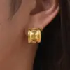 Wholesale PVD Coated Real Gold Plated 18K Gold C Shape 304 Stainless Steel Simple Style Shiny Waterproof Non Tarnish Earrings