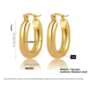 5.0 Ear Clip Style Gold Oval 25MM