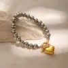 Wholesale PVD Coated Real Gold Plated 18K Gold Heart Shape 304 Stainless Steel Simple Style Classic Style Waterproof Non Tarnish 304 Stainless Steel Bracelets