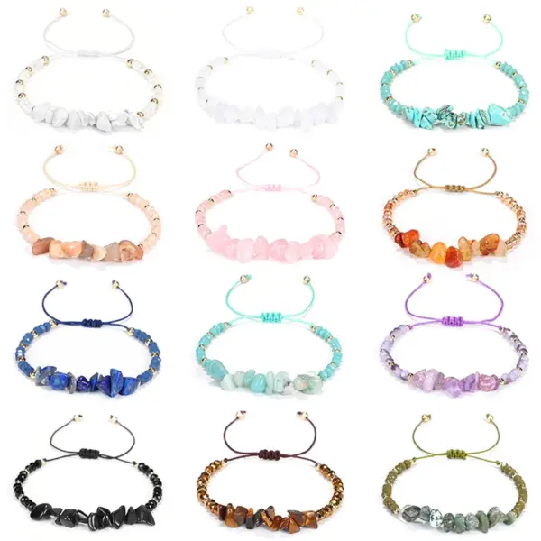 oly-dc68df2ad2f255cc1c4f8a239b06e2b8 Wholesale Fashion Irregular Colorful Solid Color Natural Stone Seed Bead Handmade Bracelets In Bulk