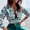 Wholesale Spot Shirts Regular Digital Printing Baroque Cardigans Spring & Fall Temperament Long-Sleeved Shirts for Women