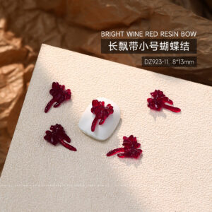 [glossy style] burgundy long floating small bow