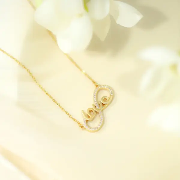 Wholesale Jewelry Simple Style Classic Style Love Infinity 304 Stainless Steel Copper Zircon 18K Gold Plated Pendant Necklace Cable Chain