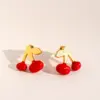 Wholesale Exquisite Fashion Design Red Cherry Earrings Handmade Glaze Red New Year Earrings For Women Christmas Festive Girl Earrings 1080