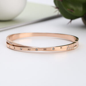 Wholesale 18k Rose Gold Roman Numerals Bracelet Women's Light Luxury Simple Titanium Steel Bracelet Tanabata Valentine's Day Gift for Girlfriend