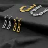 Wholesale 1 Pair Hip-Hop Geometric Polishing Titanium Steel Drop Earrings