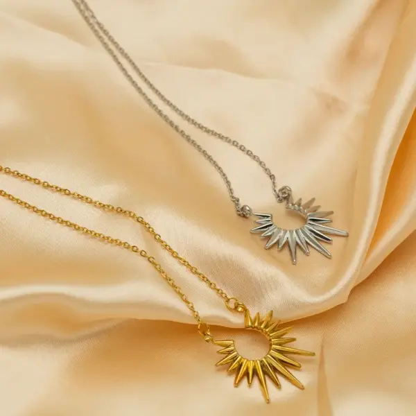 Wholesale PVD Coated 18K Gold Plated Sun Stainless Steel IG Style Simple Style Commute Waterproof Non Tarnish 304 Stainless Steel Necklace