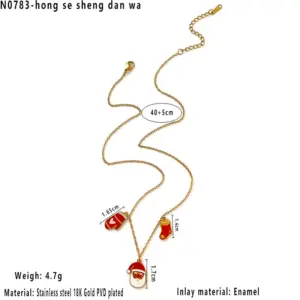 Red Christmas Stocking Multi Pendant Necklace / Average Size