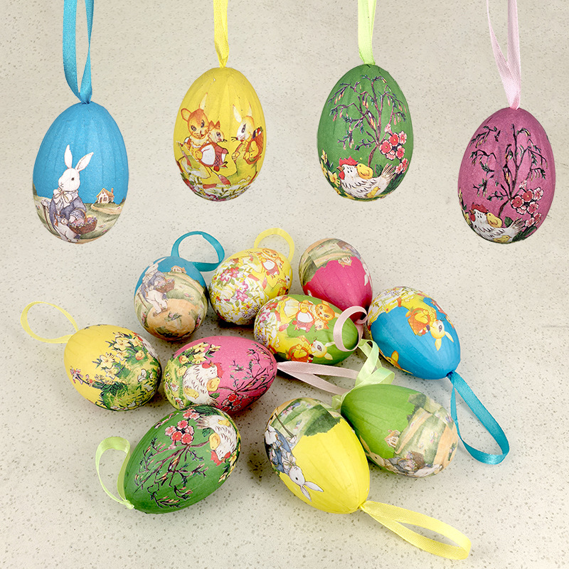 Wholesale Easter Foam Colored Paper Egg Hanging Egg Shell Party Decoration DIY Children's Handmade Educational Arrangement Toy