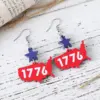 Wholesale Retro White Wood Drop Earrings For Women Featuring Map Print Design