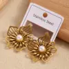 Wholesale Irregular Heart Shell Imitation Pearl 304 Stainless Steel Vacuum Plating Earrings Elegant Casual Polished Handmade Jewelry