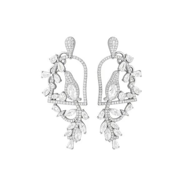 Wholesale Silver Bird Earrings For Women Featuring Copper With Zircon Inlay And 304 Stainless Steel Ear Pins