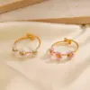 Wholesale Ion Plating (IP) 18K Gold Plated Flower 304 Stainless Steel IG Style Sweet Waterproof Non Tarnish Open Rings - Nihaojewelry