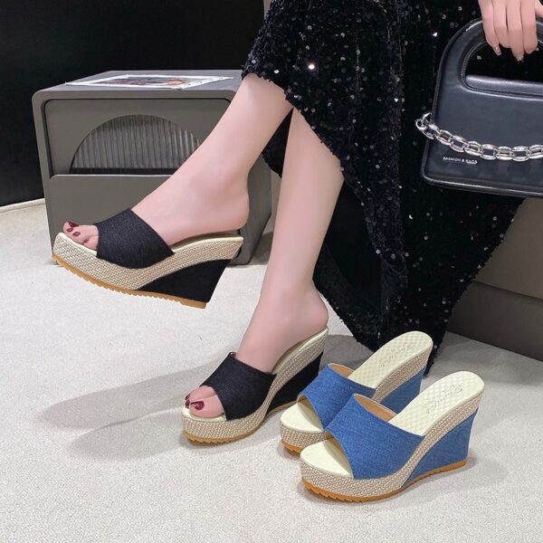 oly-dcddce6a0b8aea14466f0274f785c1a7 Wholesale Fashion Wedge Slippers Thick Bottom High Heel Sandals Slides Open Toe Women’s plus size Slippers