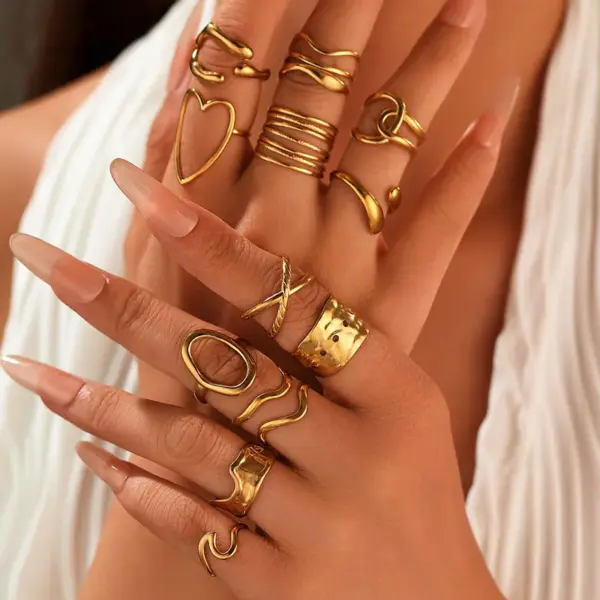 Wholesale Stainless Steel Open Ring Irregular Design Elegant Sexy Style For Women Couples Adults Universal Season Fashion Jewelry