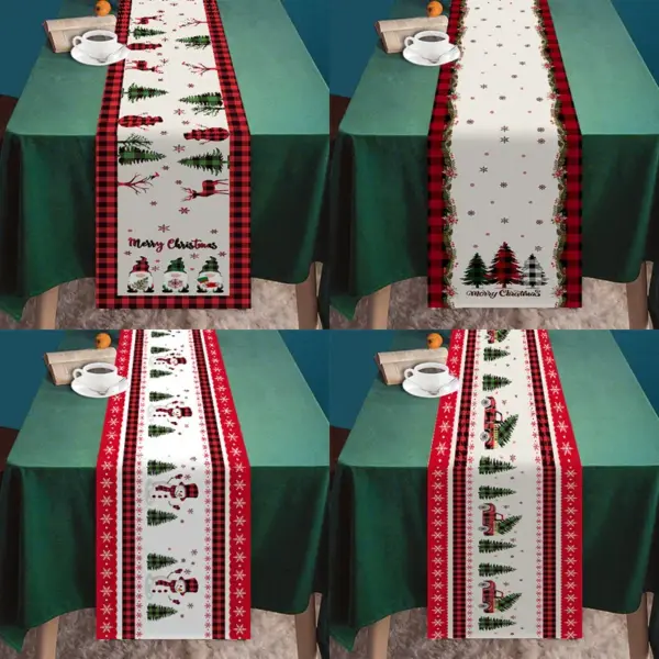 oly-dce40fabf0da78706389b234afb37988 Wholesale Christmas Table Flag Decoration Snowflake Plaid Snowman Pattern Christmas Print Tablecloth Dining Table Mat American Style