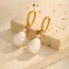 Wholesale PVD Coated Real Gold Plated 18K Gold Round 201 Stainless Steel Baroque Style Shiny Waterproof Non Tarnish Drop Earrings