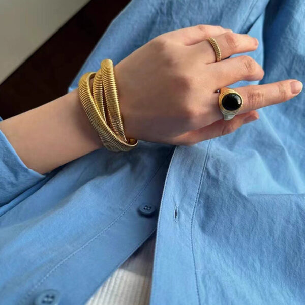 Wholesale Retro exaggerated three-layer wide-brimmed bracelet personalized design bracelet metal style fashionable temperament bracelet