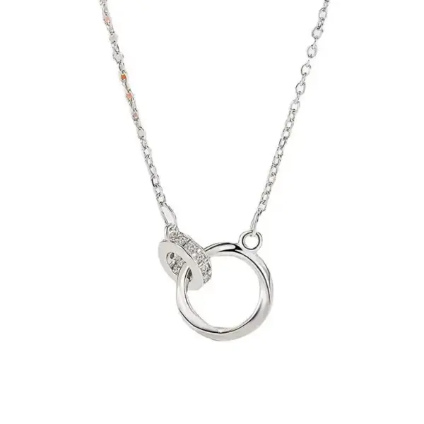 Wholesale Geometric Inlay Pendant Necklace For Women With Artificial Rhinestones, 18K Real Gold Plated Copper And Water Plating On Cable Chain