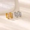 Wholesale Women’s Waterproof Non Tarnish Cross Stud Earrings In Copper With 18K Real Gold PVD Coating And Zircon Inlay