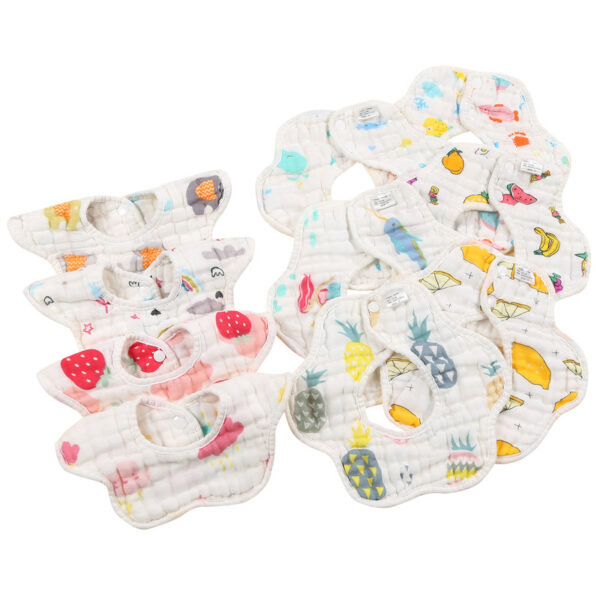 oly-dd3ab46d50a6d2c0c8899581acbf0028 Wholesale Petal bib baby bib 360 degrees eight-layer gauze bib printed baby cotton bib