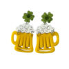 oly-dd3e34df77f5a179e5967cf4cc00033b Wholesale Cross Border American Irish Festival Clover St. Patrick Green Yellow Beer Mug Earrings