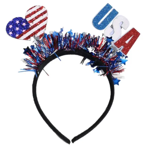 Wholesale American Flag Hair Band For Women In Red Cloth Material, Stylish Commute Hair Accessory For Independence Day