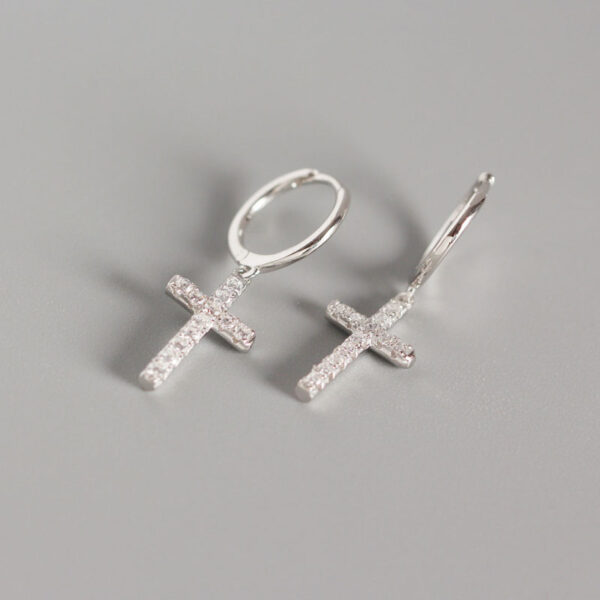 oly-dd6496e92098b9519a4671b61a636657 Wholesale Classic Cross Micro Diamond Earrings Women's Ear Buckle Zircon Earrings INS Trendy Elegant All-match Ear Men