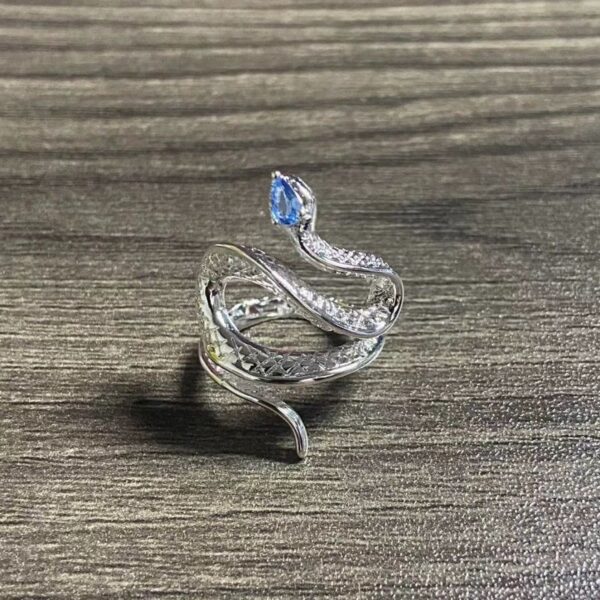 Wholesale Topaz Snake Ring Valentine's Day Gift Snake Silver Jewelry for Men and Women  Design Sense All-match Niche