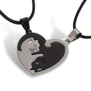 Black and white love cat a pair of black lines