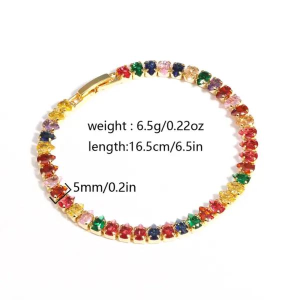 Wholesale 18K Gold Plated Copper High Color Retention Full Diamond Design Colorful Claw Setting Zircon Rectangular Mixed Color (Jewelry Metal Contrast) Fold