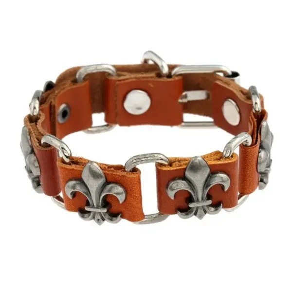 Wholesale Men's Customizable Vintage Genuine Leather Bracelet Multifunctional Handmade Geometric Business Accessory
