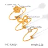 Wholesale 304 Stainless Steel Flower Bow Knot PVD Coated Zircon 18K Gold 18K Real Gold Plated IG Style Simple Style Waterproof Non Tarnish Inlay Gold Open Rings