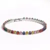 Wholesale 18K Gold Plated Copper High Color Retention Full Diamond Design Colorful Claw Setting Zircon Rectangular Mixed Color (Jewelry Metal Contrast) Fold