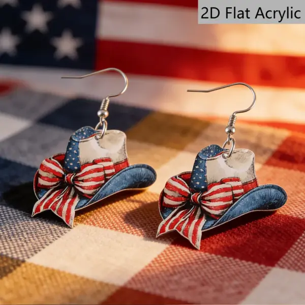 oly-dda9fe1ce8b0c24950aa2523b9bcedc3 Wholesale Retro White & Red Print Bow Tie Drop Earrings For Women With 304 Stainless Steel Ear Pins