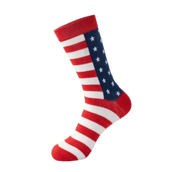 Wholesale Unisex Modern Style American Flag Socks In Polyester, Suitable For All Seasons, Perfect For Sports And Casual Wear
