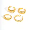 Wholesale Women's 201 Stainless Steel Wave Ring Infinity Double Layer Stacking Jewelry Ring Geometric 18K Gold Plated Vacuum Electroplating