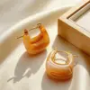 Wholesale Round Waterproof Non Tarnish Stud Earrings For Women In 18K Real Gold Plated 304 Stainless Steel With Acrylic Inlay, PVD Coated